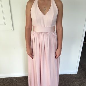 Vera wang blush bridesmaid dress with pockets.